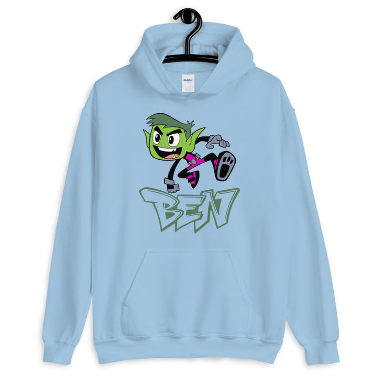 Ben in Action Elegant Hoodie Design