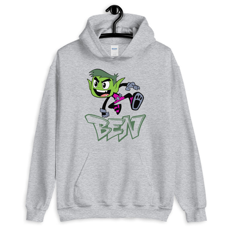 Ben in Action Elegant Hoodie Design