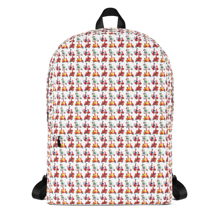 unique delivery boy bike pattern Backpack by rocky apparels