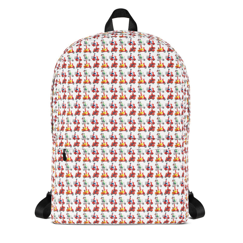unique delivery boy bike pattern Backpack by rocky apparels